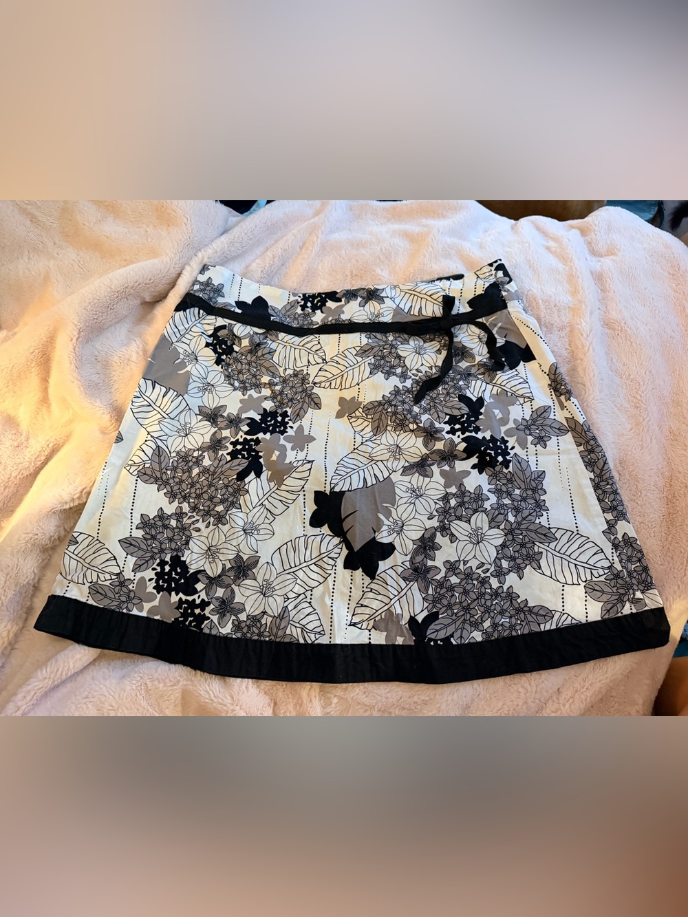 Y2K Majora Tropical floral skirt bow a line cotton